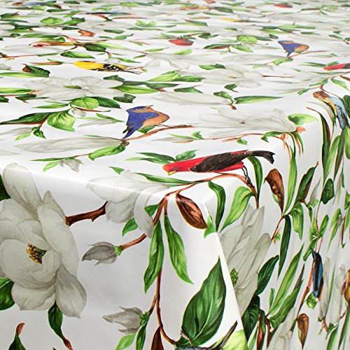 Wachstuch Wachstischdecke Tischdecke abwaschbar Vögel im Blumen Rund 140cm - 5