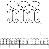 AMAGABELI GARDEN & HOME Clôture de jardin décorative à 8 panneaux, 61 cm (H) x 3 m (L), fer noir, style traditionnel AMAGABELI GARDEN & HOME Clôture de jardin décorative à 8 panneaux, 61 cm (H) x 3 m (L), fer noir, style traditionnel
