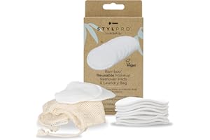 STYLPRO Dischetti struccanti riutilizzabili in bambù con sacchetto lavabile (confezione da 8), alternativa sostenibile, biologica, ecologica, per dischetti di cotone, lavabili in lavatrice fino a 1000