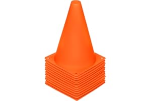 Reehut Cônes de Circulation en Plastique Cônes Entraînement Lot de 12/24 Cônes Sport d’Agilité Football Rugby Gymnase Jaune/Rouge/Orange/Vert/4 Couleurs