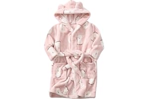 COLORFUL HOME TOOL Colorful Kinder Cartoon Bademantel mit Kapuze Nachtwäsche, Baby Kleinkind Nachthemd Flanell Pyjamas Verdicken Plüsch Handtuch für Jungen Mädchen 1-8 Jahre alt (Hund, 7-8 Years)