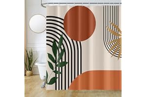 Uiiooazy Tenda doccia in terracotta, tenda da doccia antimuffa, 240 x 180 cm, arancio astratto, bohemien, tende da bagno in tessuto lavabile, impermeabile, in poliestere, tende da bagno con 12 ganci
