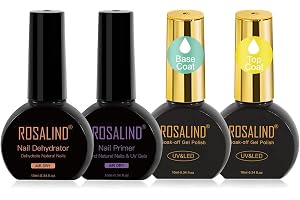 ROSALIND Base Top Coat Semi-Permanent lack och Nail Primer Dehydrator