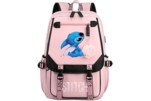 TEMOLIE Stitch damska dziewczęca torba na ramię plecak studencki USB szkoła torba na książki plecaki podróżne dla chłopców nastolatków plecak na co dzień 45 * 30 * 19 cm