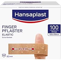 Hansaplast Elastic Fingerstrips Pflaster (100 Strips), extra lange Wundpflaster speziell für Wunden an den Fingern…