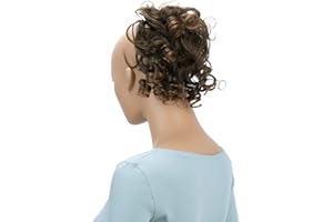 CAISHA Parrucchino Scrunchie Updo Acconciature Voluminoso Ricci Disordinato Bun Marrone Misto G21L