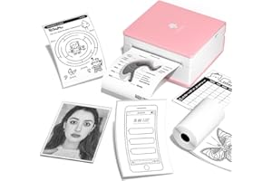 Phomemo M02 Mini Printer - Pocket Sticker Printer, 203dpi Mini Thermal Photo printer, Small Bluetooth Wireless Maker, Portable Phone Maker for Children, Work with Phone & Tablet, Pink