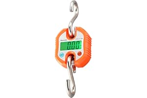 Rhorawill Balance de Pêche Pèse Bagage Pèse-Bagages Suspendu 150KG avec Afficheur LCD et 2 Crochets Détachables, Balance de Pêche Electronique pour Valises, Pêche, Chasse en Plein Air (Orange)