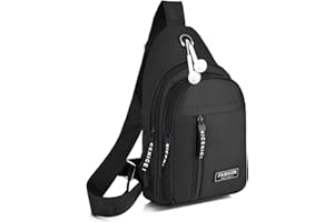 Sac Poitrine Homme Crossover Bag, avec Prise Casque de Charge USB Sac à bandoulière réglable Sling Bag Sac à Dos étanche pour Homme Femme Sports Voyage Randonnée Camping(Noir)