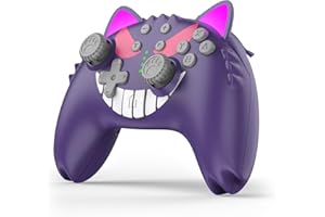 POWERLEAD Manette Switch Pro, Manette Switch sans fil pour Switch Lite, Switch OLED, PC, Manette Switch avec Turbo, Mouvement 6 axes, Manette Switch Pro violette avec vibration, programmable