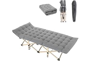 LASIEYO 6-Position Adjustable Folding Camping Cot For Adult,200 * 66cm SunLounger with Side Dust Bag Heavy-Duty Thickened Mattress,Velour Garden Chairs For Travel,Gardens,Office (190 * 71cm)