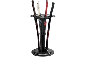 lukar 8 Tier Sword Holder Rotating Vertical Sword Display Stand Wooden Large Sword Holder for Katana Samurai