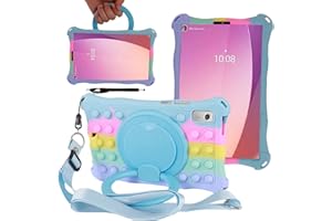 ESSTORE Funda de Silicona Compatible con Lenovo Tab M9 2023 de 9,0 Pulgadas, con Soporte Giratorio 360, Correa de Hombro, lápiz óptico, portalápices, Funda para Lenovo Tab M9 (TB-310FU), Colorido 2