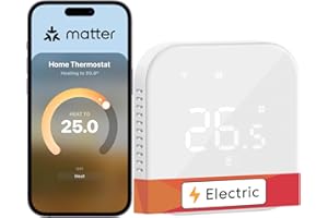 Meross Smart Thermostat for Electric Underfloor Heating, WiFi Thermostat Works with Matter, HomeKit, Alexa, Google and Home Assistant, Smart Heating with Timer, App Control, Energy Saving, Hubless