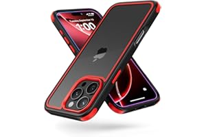 MobNano Ultra Durchsichtig Hybrid Hülle für iPhone 16 Pro Hülle, Stoßfest Silicone Bumper Handyhülle Shockproof Transparent Fallschutz iPhone 16 Pro Case - Schwarz/Rot