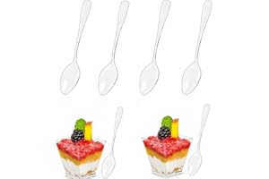100 Pcs Cuillères en Transparen,Cuillères en Plastique Transparent,Cuillère à Café en Plastique Transparent,Mini Cuillères en Plastique de Fête,Mini Cuillères,Cuillères en Durables,Bonbons Cuillères