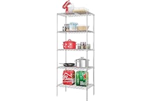 BESTOFFICE 5 Tier Wire Shelving Unit Metal Shelf Organizer Heavy Duty Wire Rack Storage Unit Rack Utility for Bathroom Office Kitchen (Chrome, 14" D x 24" W x 60" H)