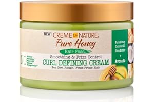 Creme of Nature Pure Honey Hair Food Avocado, Crème Coiffante à base d'Huile d'Avocat et de Miel, Définit et Nourrit les boucles, Soin Coiffant pour Cheveux Bouclés Frisés Crépus, Sans Rinçage - 326ml
