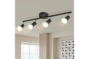 Lichtmaler Lampa sufitowa LED 4-płomieniowe reflektory sufitowe GU10 Obrotowa 330°Przemysłowa lampa sypialnia Jadalnia bez żarówek