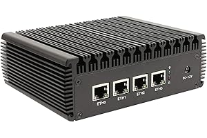 HUNSN Micro Firewall Appliance, Mini PC, VPN, Router PC, Intel Celeron J4125, RJ01, AES-NI, 4 x Intel 2.5GbE I225-V LAN, VGA, HDMI, Barebone, NO RAM, NO Storage, NO System