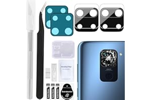 ZHUROUPU 2-pak zamienników szklanych obiektywu tylnego aparatu, kompatybilny z Xiaomi Redmi Note 9, klej i pęseta oraz profesjonalny zestaw naprawczy (6,5 cala/czarny)