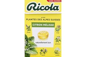 Ricola Bonbons Suisse aux plantes, citron mélisse, sans sucres, avec édulcorants - La boîte de 50g