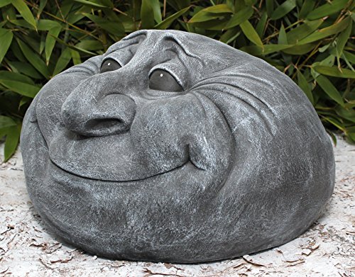 Steinkopf Steingesicht in Schiefergrau, frostsichere Deko-Figur für den Garten - 3
