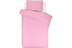 Lovely Hippo - Sábana Bajera 80 x 160 cm + Funda Nórdica de 120 x 170 cm + Funda de Almohada Infantil de 40 x 60 cm - Cama 80x160 (Blanco/Rosa, Cama 80x160 cm - Juego de 3)