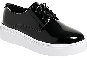 SIRRI Boys' Patent Platform Derby Shoes – Lace-Up Formal Smart Wedding & Prom Footwear