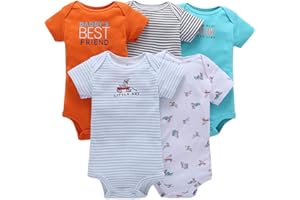 BONFOR Pack de 5 Bodies Bebé Pijama Mono Niña Mameluco Bebé Niños Recien Nacido Trajes Algodón Pelele
