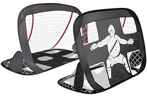 vounot Cage de Foot Portable Lot de 2 pcs But de Football Pliable Cage de Football Pop UP Design 2 en 1 But d'entrainement Cage de Foot Normale avec Sac Rangement et Piquets Noir 2516511817828