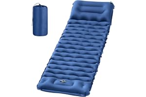 FEAHRZEUG ZODAS Self Inflating Camping Mattress, Upgraded Material, Inflatable Sleeping Pad with Built-in Foot Pump, Self-inflating Sleeping Mats for Camping, Tent, Backpacking, Hiking, Single Blue