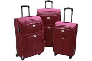 ORMI SLmilano Trolley valigia set valigie semirigide set bagagli in tessuto super leggeri 4 ruote piroettanti trolley piccolo adatto per cabina con compagnie lowcost art.214 (bordeaux)