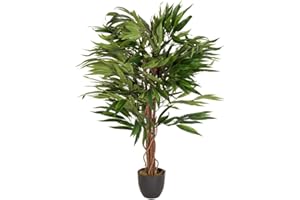 HJH Office Pianta Artificiale Mango Altezza 130 cm Verde 588 Foglie Grande pianta da Interno Albero di Mango Vaso pianta Artificiale, 871001