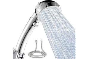 XIXITAIHAO Hochdruck Duschkopf mit 2m Schlauch, 3 Strahlarten Wassersparender Handbrause Mit Stoppfunktion, Duschbrause mit Antikalk-Funktion, Chrom