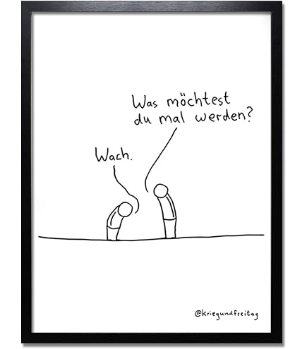 Krieg Und Freitag Kunstdruck 'Ölgemälde' Inkl. Schwarzem Rahmen (30x40 Cm) - Lustiges Wandbild, Poster-Deko Mit Schwarzem Humor