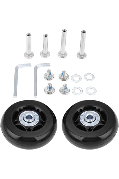 2 Roues Rechange Valise 40mm - Avec Essieux 35mm - Pour Remplacer Roues Cassées - HRUS