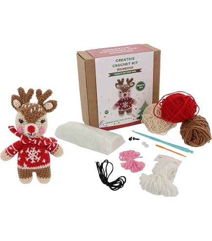 Kit De Crochet Débutants Sapin De Noël – 4 Couleurs De Laine, Crochets, Rembourrage – Instructions Étape Par Étape – Pour Créer Des Ornements DIY