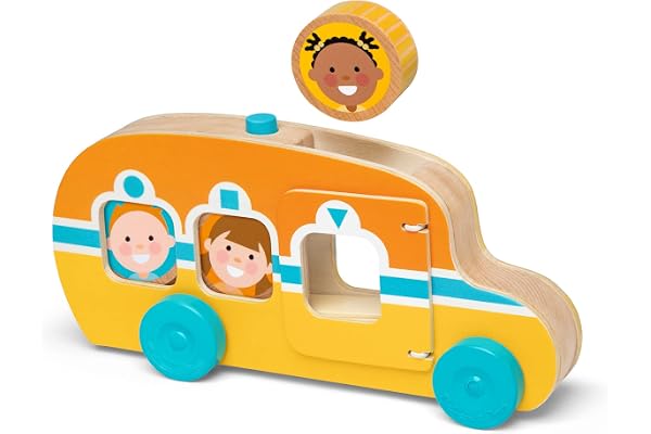 Melissa & Doug GO Tot Bus pour Tourner et Rouler en Bois avec Trois disques - Certifiés FSC