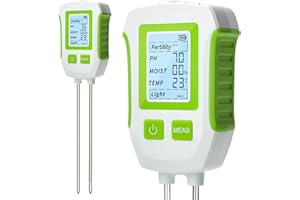 Heemol PH Messgerät 5 in 1, Multifunktionaler Bodentester für Fruchtbarkeit, PH, Luftfeuchtigkeit, Temperatur, Licht, Hochpräzises Bodenmessgerät für Gärten, Pflanzen und Zimmerpflanzen - Grün
