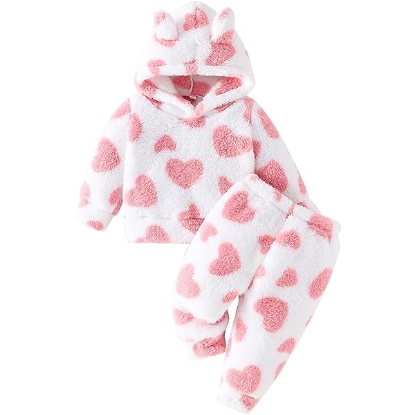 Ensemble Polaire Fille 1-5 Ans - Sweat à Capuche Ours + Pantalon - Tenue D'hiver Chaude, Coloris Beige, Taille 3-4 Ans