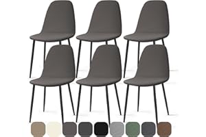 BalladHome Coprisedie con Schienale 6 Pezzi Elasticizzato Coprisedia in Spandex Fodere Coprisedia per Sala da Pranzo Lavabile Moderno Fodere per Sedia da Soggiorno Cucina Hotel (Grigio, 6 Pezzi)-KC