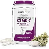HealthyHey Natural Vitamin D3 + K2 MK-7 | 100% Vegetarian Vitamin D3 & K2 Benefits Bone Health - 120 Capsules