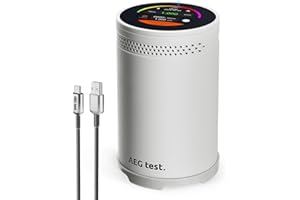 AEGTEST HOUND-3699 Radon Detector featuring Precise Sensor, Rapid 10-Minute Readings, Audible & Visual Alerts, Touchscreen Interface, Continuous Radon Level Tracking for Household Use - White
