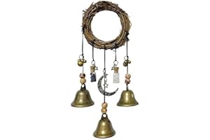 Sysow Handmade Hanging Witch Bells Protection Door Hangers Witch Wind Chimes Wreath Magic Wind Chimes Pendant for Home Door Craft Decor
