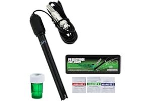 GAIN EXPRESS Sonda de pH 0-14 Conector BNC, Cable de 300cm para el medidor de PH Monitor Controlador Sensor de prueba, Kit de reemplazo para Acuario Hidroponía Planta Piscina Spa