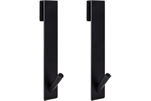 MoonSing Ganchos de Ducha de Puerta, Percheros para Toallas de Acero Inoxidable, Colgador de Puerta Perchas de Pared para Puerta de Vidrio sin Marco de Baño, Sin Taladro, Negro (2 Piezas)