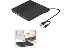 COALWOP Masterizzatore DVD Esterno Lettore DVD/CD Esterno per Pc Portatile Unità Esterna USB 3.0 + Type-C DVD-R CD-RW Drive Dispositivo Ultra Slim per Laptop Windows 98/7/8/10/11/ME/ 2000/XP/Vista Mac Linux