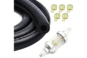 QLOUNI 1/3" ID Fuel Line Hose Kit 8mm Motorcycle Fuel Pipe with 5 Hose Clamps and Petrol Filter 1m Fuel Pipe for Motor, Car, Tractor, Small Engines