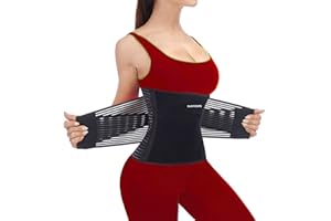 SURPOWN Waist Trainer Bauchweggürtel Damen Herren zum abnehmen, Bauchgurt Sport Bauchgürtel, Schweiß Gürtel, Rückengurt rückenschmerzen, Fettverbrennungsgürtel, Bauchstraffung Korsett Fitnesstraining, Schwarz
